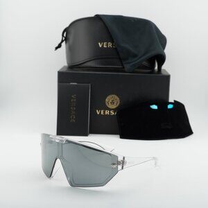 Versace VE4461 148/6V Shield Sunglasses - Crystal/Grey/Blue Violet